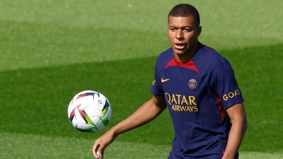 PSG's Kylian Mbappe during training. (REUTERS)