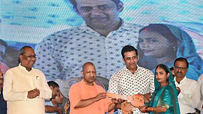 Uttar Pradesh chief minister Yogi Adityanath at Pradhan Mantri Awas Yojana programme in Gorakhpur on Monday. (PTI PHOTO) Uttar Pradesh chief minister Yogi Adityanath at Pradhan Mantri Awas Yojana programme in Gorakhpur on Monday. (PTI PHOTO)