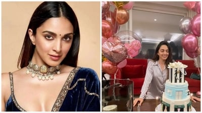 Kiara Advani's three-tier cake for her birthday has a special design in it. Kiara Advani's three-tier cake for her birthday has a special design in it.