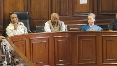 Congress President Mallikarjun Kharge, party leader Sonia Gandhi, DMK's TR Baalu and TMC's Sudip Bandypadhya during a briefing by the delegation of I.N.D.I.A. MPs who recently visited the strife-torn state of Manipur, at Parliament House complex, in New Delhi, Monday. (PTI) Congress President Mallikarjun Kharge, party leader Sonia Gandhi, DMK's TR Baalu and TMC's Sudip Bandypadhya during a briefing by the delegation of I.N.D.I.A. MPs who recently visited the strife-torn state of Manipur, at Parliament House complex, in New Delhi, Monday. (PTI)