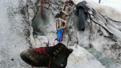The discovery was made on June 12 by some climbers who were hiking along the Theodul Glacier in Zermatt, Switzerland. (Reuters) The discovery was made on June 12 by some climbers who were hiking along the Theodul Glacier in Zermatt, Switzerland. (Reuters)