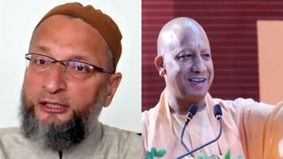 AIMIM chief Asaduddin Owaisi and UP CM Yogi Adityanath. (R) (File)