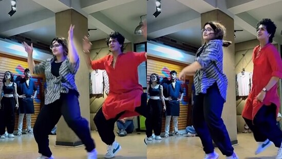 Snapshot of duo's energetic dance to Dilli Waali Girlfriend. (Instagram/@mannatmalhotra)