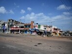 A view of closed shops of after the district administration imposes section 144 in Gurugram, India, on Tuesday, August 1, 2023. (Photo by Parveen Kumar/Hindustan Times)