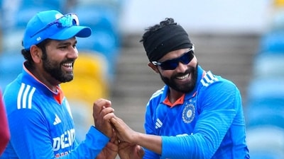 India's Ravinder Jadeja and Rohit Sharma celebrate a dismissal during the 1st ODI against West Indies (BCCI Twitter) India's Ravinder Jadeja and Rohit Sharma celebrate a dismissal during the 1st ODI against West Indies (BCCI Twitter)