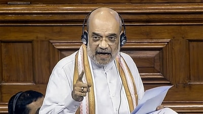 Union home minister Amit Shah speaks in the Lok Sabha during the Monsoon Session. (ANI) Union home minister Amit Shah speaks in the Lok Sabha during the Monsoon Session. (ANI)