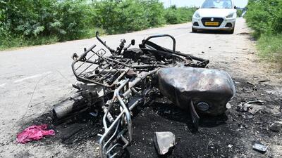 Around 100 shops were vandalised or torched in Monday’s violence, while the burnt-out shells of at least 130 vehicles lay abandoned on the road. (Parveen Kumar/ HT Photo) Around 100 shops were vandalised or torched in Monday’s violence, while the burnt-out shells of at least 130 vehicles lay abandoned on the road. (Parveen Kumar/ HT Photo)