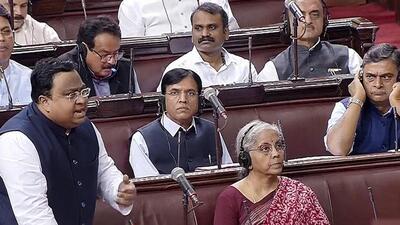 BJD MP Sasmit Patra speaks in the Rajya Sabha during the Monsoon session of Parliament. (ANI photo) BJD MP Sasmit Patra speaks in the Rajya Sabha during the Monsoon session of Parliament. (ANI photo)