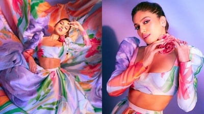 Bhumi Pednekar took to Instagram today to share pictures from a recent photoshoot. The post shows Bhumi embracing floral patterns in a beauteous two-piece ensemble that added a modern twist to the evergreen lehenga. She shared the pictures with the caption, "Renaissance." The attire is from the shelves of designers Gauri and Nainika's eponymous label. Scroll through to see photos of Bhumi in the outfit below. (Instagram) Bhumi Pednekar took to Instagram today to share pictures from a recent photoshoot. The post shows Bhumi embracing floral patterns in a beauteous two-piece ensemble that added a modern twist to the evergreen lehenga. She shared the pictures with the caption, "Renaissance." The attire is from the shelves of designers Gauri and Nainika's eponymous label. Scroll through to see photos of Bhumi in the outfit below. (Instagram)
