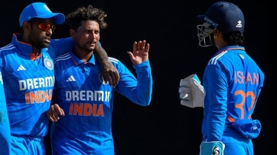 Kuldeep Yadav and Suryakumar Yadav celebrate the dismissal of Alick Athanaze during the 3rd ODI between the West Indies and India at Brian Lara Cricket Academy in Tarouba, Trinidad (AFP) Kuldeep Yadav and Suryakumar Yadav celebrate the dismissal of Alick Athanaze during the 3rd ODI between the West Indies and India at Brian Lara Cricket Academy in Tarouba, Trinidad (AFP)