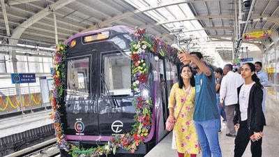 Pune Metro passenger service on Phugewadi to Civil Court route was thrown open on Tuesday. Following inauguration of two extended routes in Pune, Maha-Metro expects more people to use the facility. (HT) Pune Metro passenger service on Phugewadi to Civil Court route was thrown open on Tuesday. Following inauguration of two extended routes in Pune, Maha-Metro expects more people to use the facility. (HT)