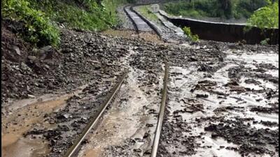 Shimla-Kalka heritage rail track covered in sludge following heavy rainfall, in Shimla in July. (ANI File) Shimla-Kalka heritage rail track covered in sludge following heavy rainfall, in Shimla in July. (ANI File)