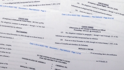 Donald Trump Indictment: The indictment against former President Donald Trump charging him by the Justice Department is photographed. (AP) Donald Trump Indictment: The indictment against former President Donald Trump charging him by the Justice Department is photographed. (AP)