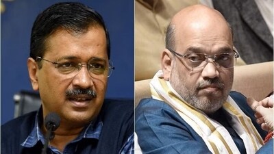 Delhi chief minister Arvind Kejriwal and Union home minister Amit Shah. Delhi chief minister Arvind Kejriwal and Union home minister Amit Shah.