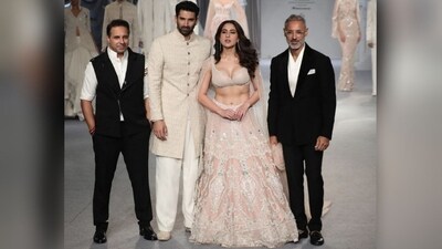 Shantnu & Nikhil' s collection ‘Etheria’ draws inspiration from the ethereal beauty of travel and the allure of a bygone era. Influenced by the designers’ travels across Italy, especially Catania in Sicily, it fuses Indian and Roman elements to create a tapestry of magnificence. (Instagram/@fdciofficial) Shantnu & Nikhil' s collection ‘Etheria’ draws inspiration from the ethereal beauty of travel and the allure of a bygone era. Influenced by the designers’ travels across Italy, especially Catania in Sicily, it fuses Indian and Roman elements to create a tapestry of magnificence. (Instagram/@fdciofficial)