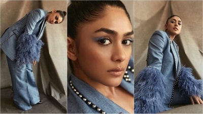 Mrunal Thakur is an absolute stunner. The actress is not only adored for her incredible acting skills but also for her outstanding fashion sense. Whether it's a saree or a smart casual look, Mrunal can always pull it off to perfection. Her latest look in a chic blue pantsuit is no exception, with her undeniable charm, trendy style and a lot of flair, the actress leaves her fans spellbound. (Instagram/@mrunalthakur) Mrunal Thakur is an absolute stunner. The actress is not only adored for her incredible acting skills but also for her outstanding fashion sense. Whether it's a saree or a smart casual look, Mrunal can always pull it off to perfection. Her latest look in a chic blue pantsuit is no exception, with her undeniable charm, trendy style and a lot of flair, the actress leaves her fans spellbound. (Instagram/@mrunalthakur)