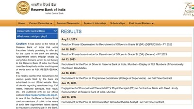 RBI merit list for Grade B Phase I exam 2023 out at opportunities.rbi.org.in