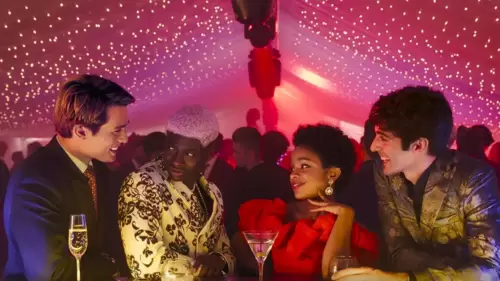 Nicholas Galitzine, Malcolm Atobrah, Rachel Hilson, and Taylor Zakhar Perez, Red, White & Royal Blue Prime Video Nicholas Galitzine, Malcolm Atobrah, Rachel Hilson, and Taylor Zakhar Perez, Red, White & Royal Blue Prime Video