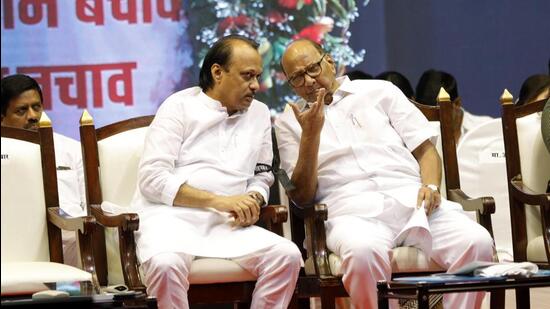 Nationalist Congress Party leaders Ajit Pawar (left) and Sharad Pawar. (Rahul Raut/ HT File Photo)