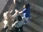 Woman thrashes man in Ghaziabad.