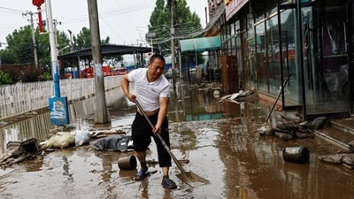 Storm Doksuri, a former super typhoon, swept northwards over China after hitting the southern Fujian province last week, following its battering of the Philippines.&nbsp; (REUTERS)