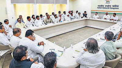 Congress president Mallikarjun Kharge and party leader Rahul Gandhi urged the Karnataka leaders to help replicate the party’s performance in the upcoming general elections (PTI)