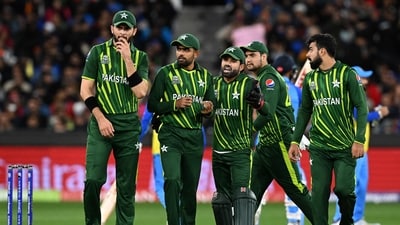 Pakistan players including captain Babar Azam (c) in centre during T20 World Cup 2022 (AFP) Pakistan players including captain Babar Azam (c) in centre during T20 World Cup 2022 (AFP)