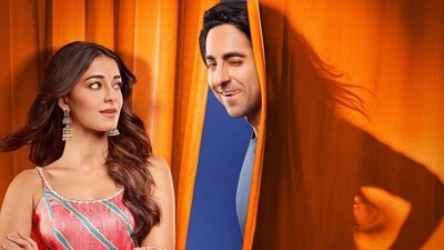 Ananya Panday and Ayushmann Khurrana in new Dream Girl 2 poster. Ananya Panday and Ayushmann Khurrana in new Dream Girl 2 poster.