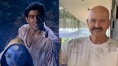 Hrithik Roshan and Jaadoo in a still from the film (right) director Rakesh Roshan Hrithik Roshan and Jaadoo in a still from the film (right) director Rakesh Roshan