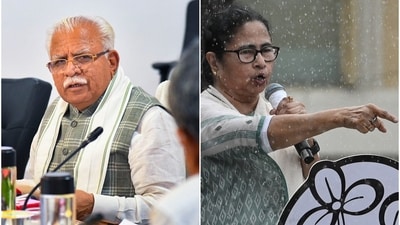 Haryana CM Manohar Lal Khattar (L). West Bengal CM Mamata Banerjee (R) (PTI) Haryana CM Manohar Lal Khattar (L). West Bengal CM Mamata Banerjee (R) (PTI)