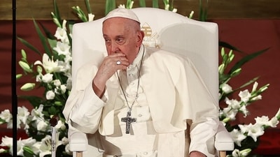 Pope Francis attends the Vespers with members of the clergy at the Mosteiro dos Jeronimos (Jeronimos Monastery) during his apostolic journey to Portugal on the occasion of the XXXVII World Youth Day, in Lisbon, Portugal, August 2. (REUTERS)