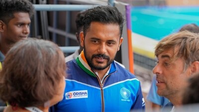 Indian Men's Hockey Team captain Harmanpreet Singh with the team's head coach Craig Fulton after a press conference (PTI) Indian Men's Hockey Team captain Harmanpreet Singh with the team's head coach Craig Fulton after a press conference (PTI)