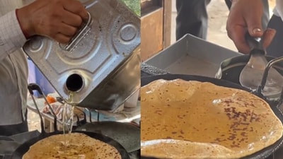 A street vendor doused tons of oil on the paratha. (Instagram/@Gurwinder Singh Maan)