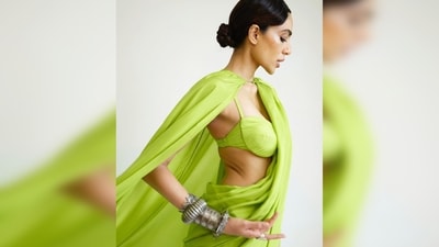 Sobhita Dhulipala wore a handwoven solid handwoven neon green saree from the collection of the label Ekaya.&nbsp; (Instagram/@sobhitad)