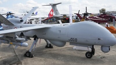 An ANKA drone developed by Turkish Aerospace Industries presented at the Paris Air Show on June 21, 2023, in Le Bourget, north of Paris. (AP File) An ANKA drone developed by Turkish Aerospace Industries presented at the Paris Air Show on June 21, 2023, in Le Bourget, north of Paris. (AP File)