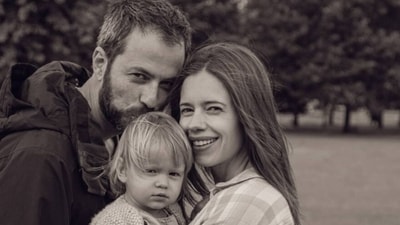 Kalki Koechlin with her boyfriend Guy Hershberg and daughter Sappho in a family photo. Kalki Koechlin with her boyfriend Guy Hershberg and daughter Sappho in a family photo.