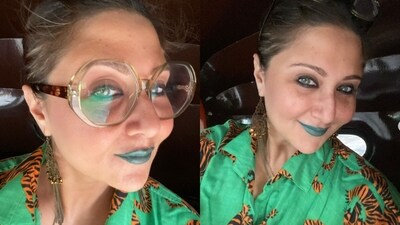 Swastika Mukherjee debuts new look in green lipstick. Swastika Mukherjee debuts new look in green lipstick.