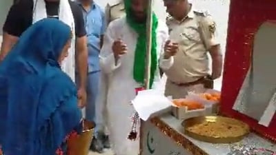 Rabri Devi performs Tazia worship on Muharram. Rabri Devi performs Tazia worship on Muharram.