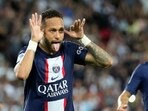 PSG's Neymar celebrates scoring his side's second goal during the Ligue 1 match between Paris Saint-Germain and Montpellier at the Parc des Princes PSG's Neymar celebrates scoring his side's second goal during the Ligue 1 match between Paris Saint-Germain and Montpellier at the Parc des Princes