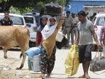 Migrants leave a slum in Gurugram’s Sector 70A on Thursday, days after communal violence broke out in Haryana, leading to the death of six people. (Parveen Kumar/HT Photo) Migrants leave a slum in Gurugram’s Sector 70A on Thursday, days after communal violence broke out in Haryana, leading to the death of six people. (Parveen Kumar/HT Photo)