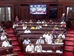 A view of the Rajya Sabha during the Monsoon session of Parliament, in New Delhi, Thursday.