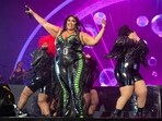 FILE - Lizzo performs at the BottleRock Napa Valley Music Festival on May 27, 2023, in Napa, Calif. Lizzo has been sued by three former dancers who accuse the Grammy winner of sexual harassment and allege the singer and her production company created a hostile work environment. The civil lawsuit filed Tuesday, Aug. 1, 2023, in Los Angeles County Superior Court claims Lizzo pressured one of the dancers to engage with nude performers at a club in Amsterdam and shamed another dancer for her weight gain before firing her. FILE - Lizzo performs at the BottleRock Napa Valley Music Festival on May 27, 2023, in Napa, Calif. Lizzo has been sued by three former dancers who accuse the Grammy winner of sexual harassment and allege the singer and her production company created a hostile work environment. The civil lawsuit filed Tuesday, Aug. 1, 2023, in Los Angeles County Superior Court claims Lizzo pressured one of the dancers to engage with nude performers at a club in Amsterdam and shamed another dancer for her weight gain before firing her.