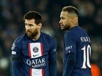 Lionel Messi with Neymar while playing for PSG