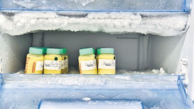 A human milk bank collects breast milk donated by lactating mothers. The milk is then pasteurised for the removal of viruses and tested for authenticity. After which it is kept in a deep freezer for storage before dispensation to infants in need (Saumya Khandelwal/HT PHOTO)