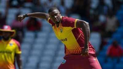 Jason Holder recorded sensational figures of 2/19 and bowled a wicket maiden over as the West Indies beat India by four wickets. India were limited to a score of 145/9 in reply to West Indies 149/6. (AFP) Jason Holder recorded sensational figures of 2/19 and bowled a wicket maiden over as the West Indies beat India by four wickets. India were limited to a score of 145/9 in reply to West Indies 149/6. (AFP)