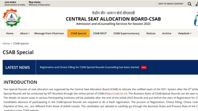 CSAB Counselling 2023 registrations for special round I begin at csab.nic.in CSAB Counselling 2023 registrations for special round I begin at csab.nic.in
