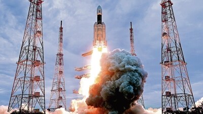 Chandrayaan-3 was launched from the Satish Dhawan Space Centre in Sriharikota on Friday, on board the LVM-3 rocket. (ISRO) (HT_PRINT) Chandrayaan-3 was launched from the Satish Dhawan Space Centre in Sriharikota on Friday, on board the LVM-3 rocket. (ISRO) (HT_PRINT)