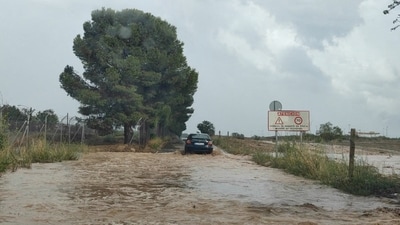 Spain: A car drives along a flooded road in Zaragoza, Spain, July 6, 2023 in this screengrab obtained from a social media video. A series of storm hit the region within a short period triggering flash floods. Kevin Austin of the C40 Cities Climate Leadership Group has emphasised the need for data, political will, and technical capacity building to support climate action. (via REUTERS)
