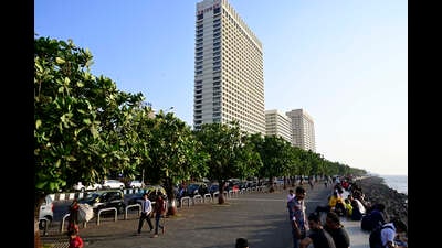 Mumbai, India - March 18, 2023: At least 94 trees will be felled to make way for the MMRDA's proposed sealink connecting Nariman Point with Colaba and Cuffe Parade, including large trees that have for years shaded the avenues around the National Centre for Performing Arts (NCPA) Apartment, NCPA and the Trident Hotel, at Nariman Point, in Mumbai, India, on Saturday, March 18, 2023. (Photo by Anshuman Poyrekar/ Hindustan Times) (Anshuman Poyrekar/HT PHOTO) Mumbai, India - March 18, 2023: At least 94 trees will be felled to make way for the MMRDA's proposed sealink connecting Nariman Point with Colaba and Cuffe Parade, including large trees that have for years shaded the avenues around the National Centre for Performing Arts (NCPA) Apartment, NCPA and the Trident Hotel, at Nariman Point, in Mumbai, India, on Saturday, March 18, 2023. (Photo by Anshuman Poyrekar/ Hindustan Times) (Anshuman Poyrekar/HT PHOTO)