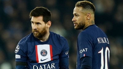 Lionel Messi with Neymar while playing for PSG (REUTERS)